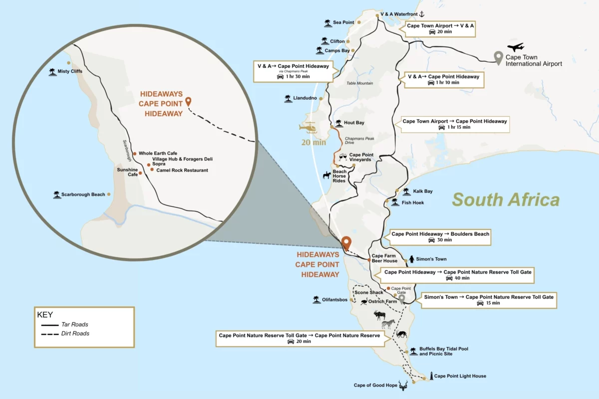 Getting to Hideaways Cape Point Map In Cape Town, South Africa