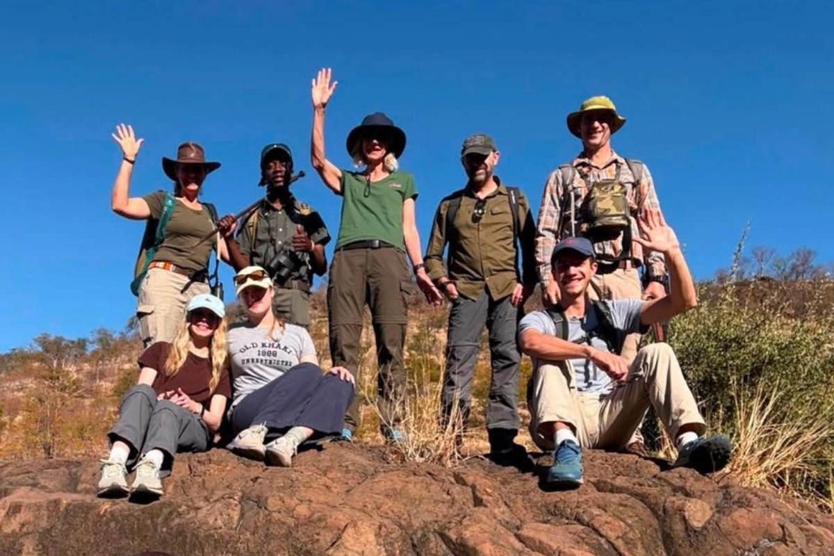 Guests on a multi-day walking safari with Hideaways Africa in northern Hwange National Park